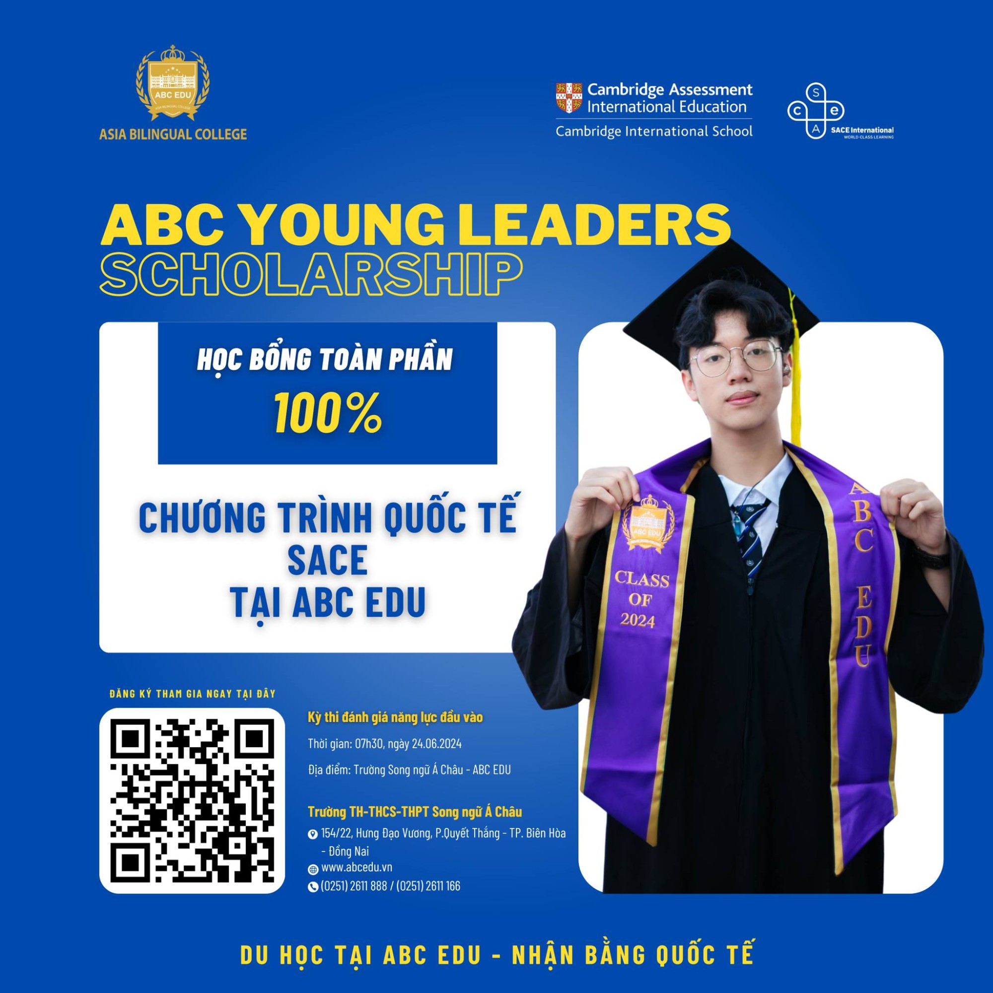 SĂN HỌC BỔNG TOÀN PHẦN  “ABC Young Leaders Scholarship” - CHƯƠNG TRÌNH QUỐC TẾ SACE