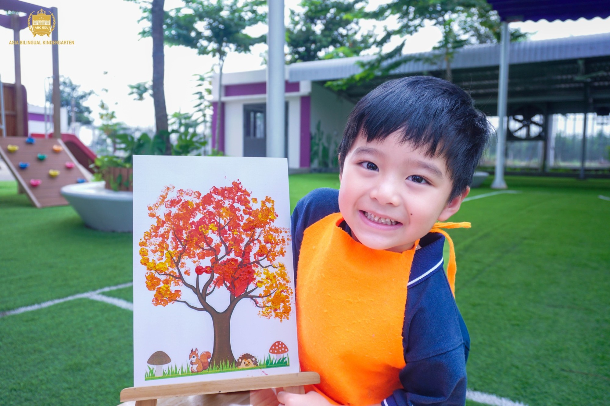 BỨC TRANH MÙA THU – DỰ ÁN SÁNG TẠO CỦA CÁC BÉ MẦM NON Á CHÂU LONG THÀNH