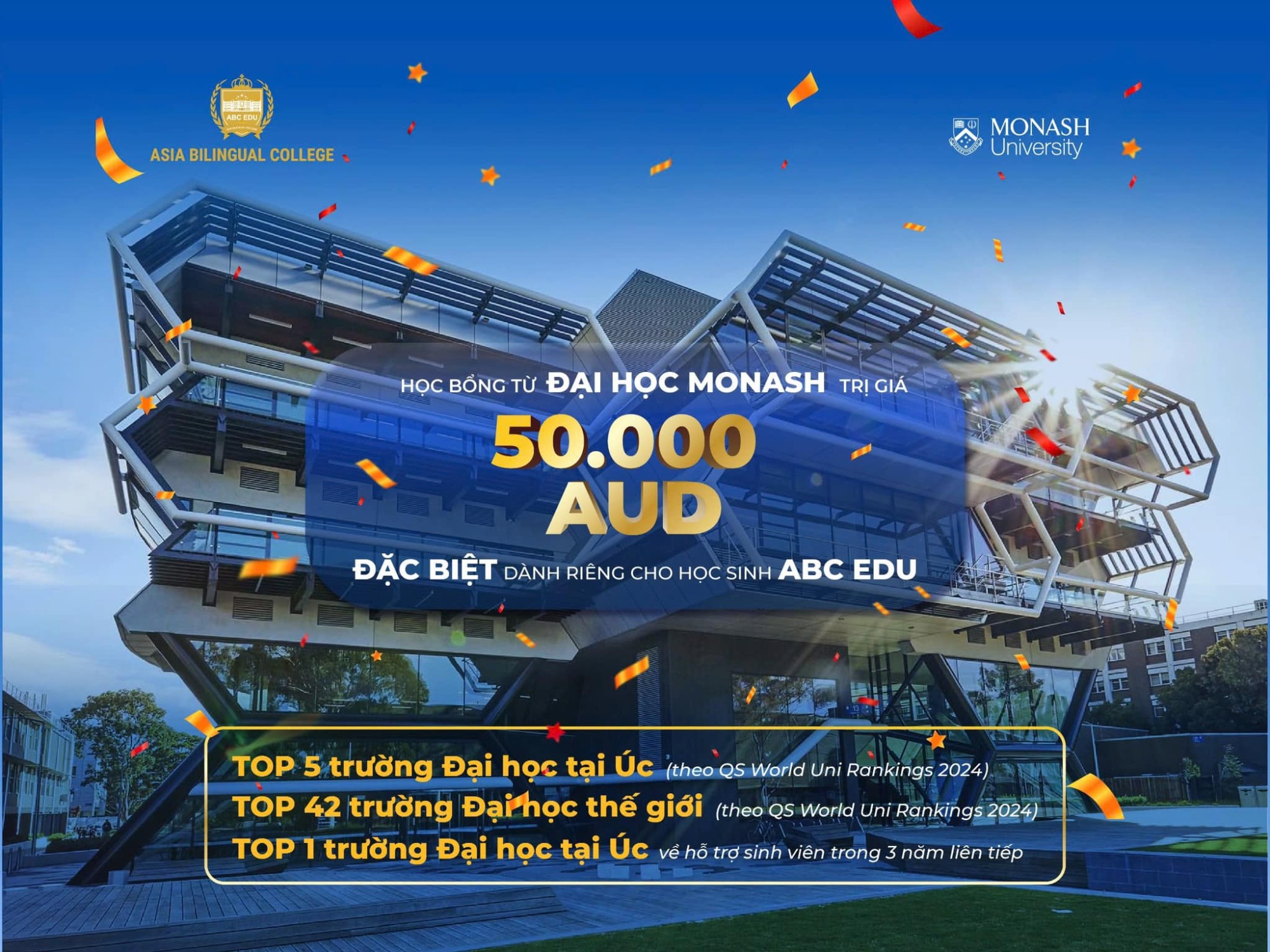 HỌC BỔNG MONASH 50,000 AUD – CƠ HỘI DÀNH RIÊNG CHO HỌC SINH TRƯỜNG SONG NGỮ Á CHÂU!