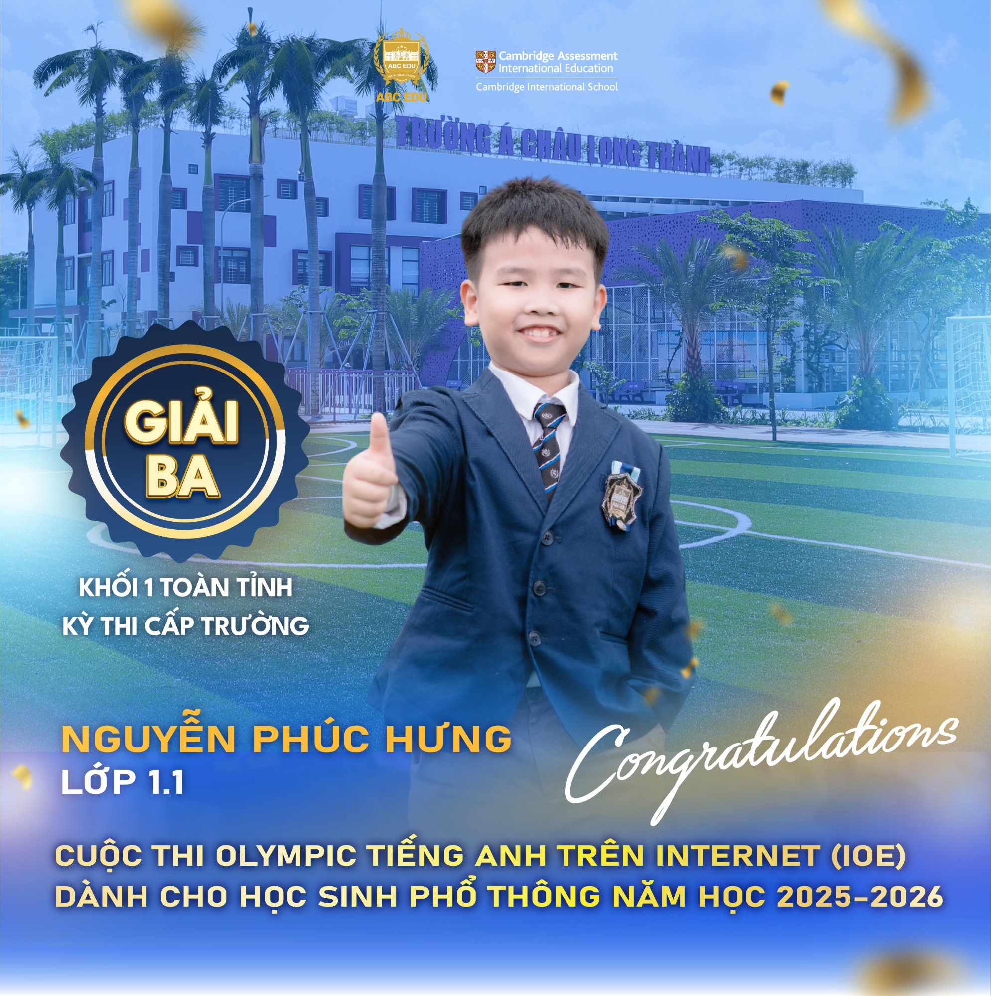 TỰ HÀO THÀNH TÍCH ABCERS TRƯỜNG Á CHÂU LONG THÀNH TẠI CUỘC THI IOE NĂM HỌC 2025–2026